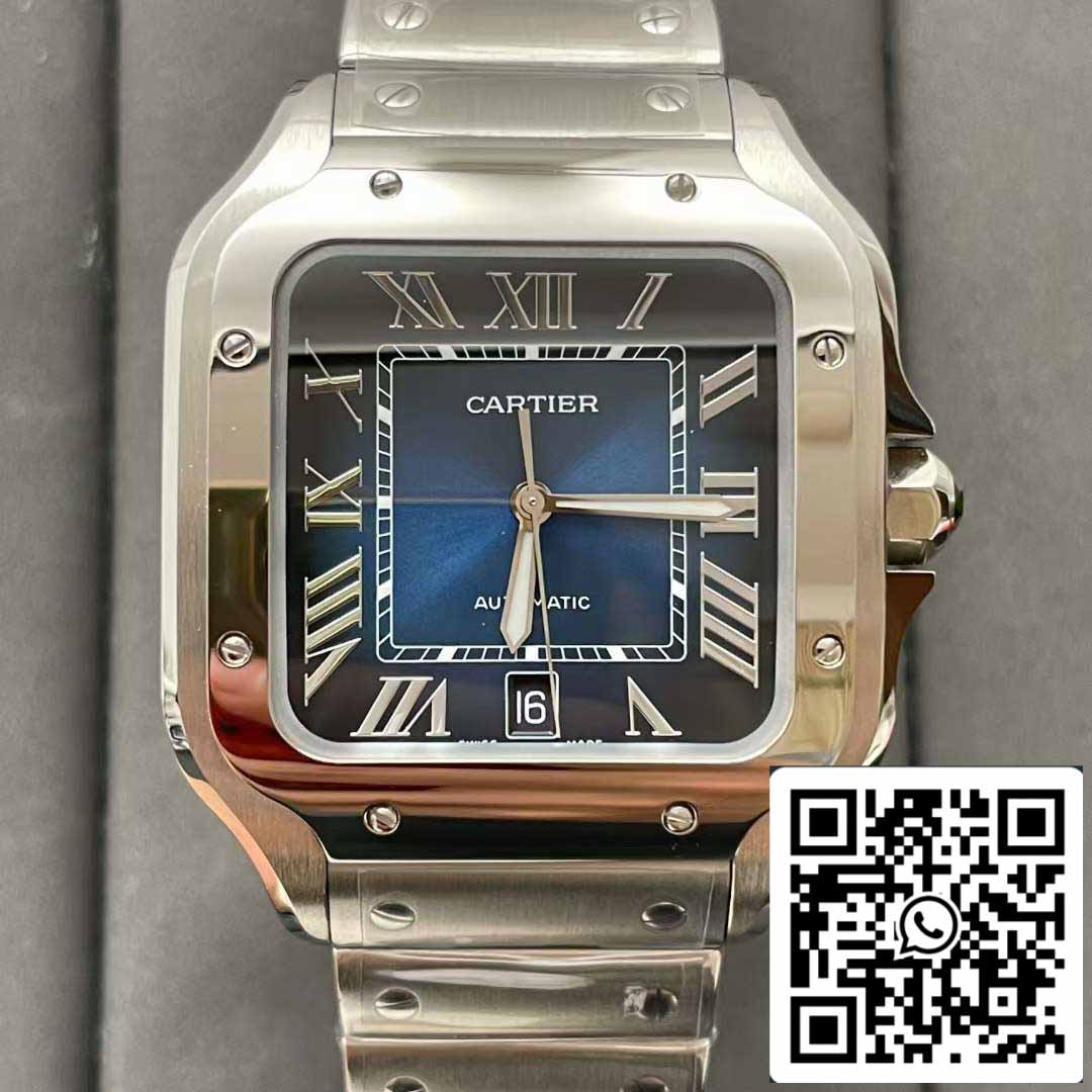 Cartier De Santos WSSA0013 2018 BV Factory 1:1 Best Edition, blaues Zifferblatt, Schweizer ETA 9015 Edelstahl-Smartlinks-Armband, blaues Zifferblatt