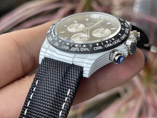 【4130 Movement DIW Modified Version】Rolex Cosmograph Daytona Series with White Carbon Fiber Case