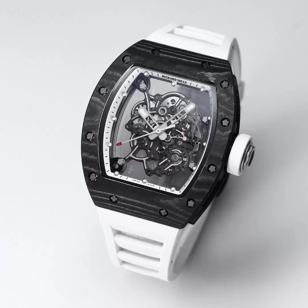 RICHARD MILLE RM055 Redesigned original 1:1 Best Edition BBR Factory 2024 White bezel Black Strap