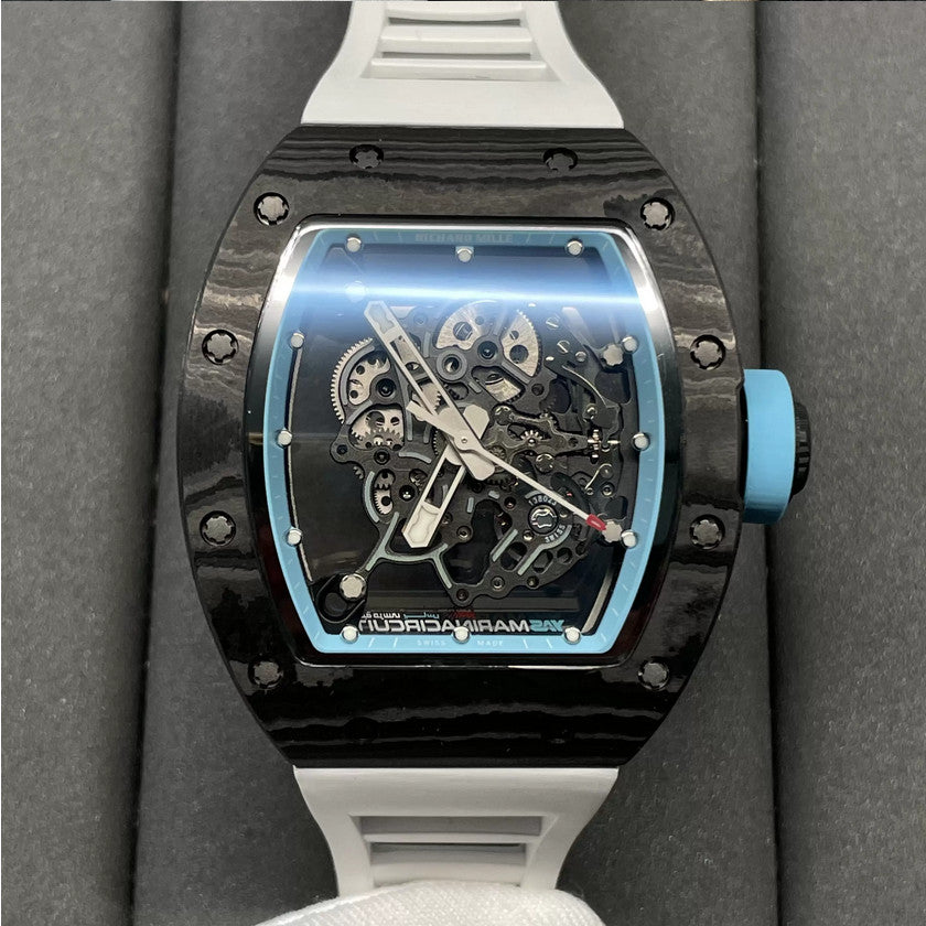 RICHARD MILLE RM055 Redesigned original 1:1 Best Edition BBR Factory 2024 Blue White Strap