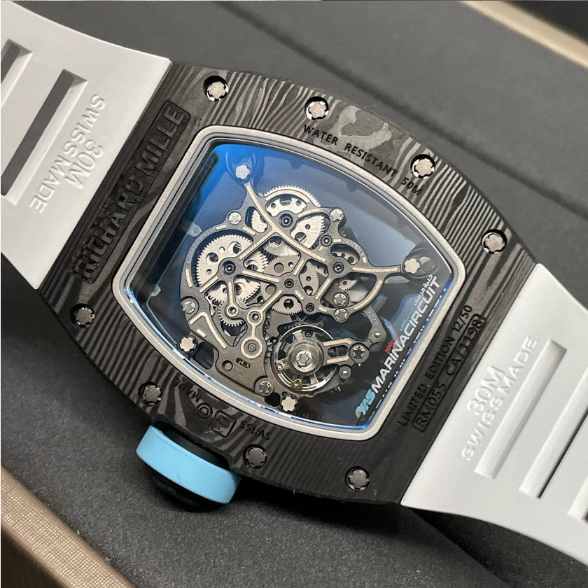 RICHARD MILLE RM055 Redesigned original 1:1 Best Edition BBR Factory 2024 Blue White Strap