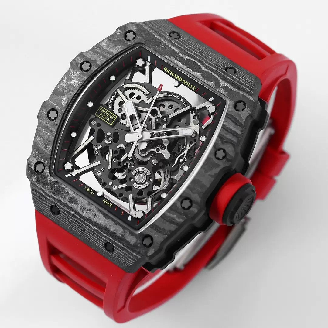 Richard Mille RM035-02 1:1 Best Edition BBR Factory NTPT Carbon Case Red Strap