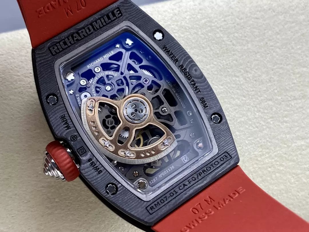 Richard Mille RM 07 RM007 Carbon NTPT Case 1:1 Best Edition G+ Factory Red Strap