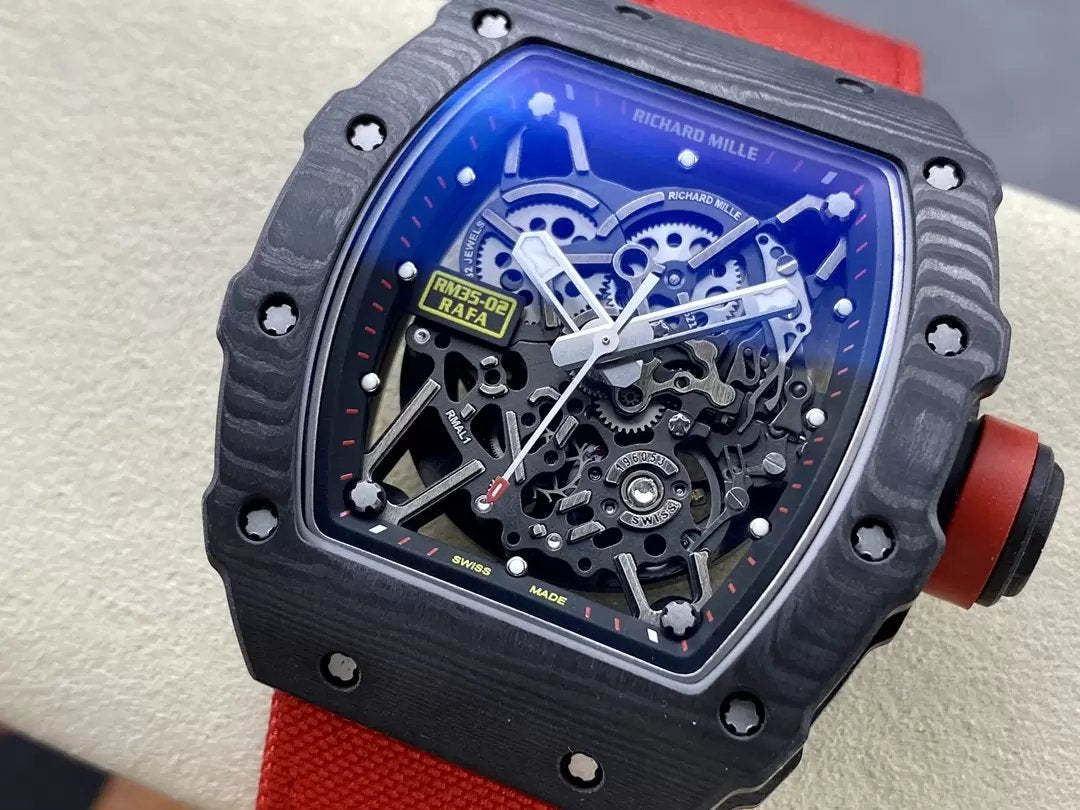 Richard Mille RM035-02 G+ Factory RM3502 Carbon NTPT Red Velcro Strap