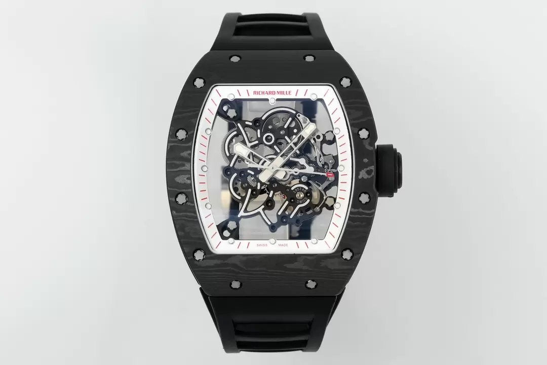 RICHARD MILLE RM055 RM-055 ZF 2024 1:1 Meilleure édition Boîtier en fibre de carbone Caoutchouc noir