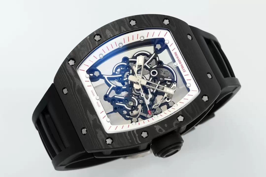 RICHARD MILLE RM055 RM-055 ZF 2024 1:1 Meilleure édition Boîtier en fibre de carbone Caoutchouc noir