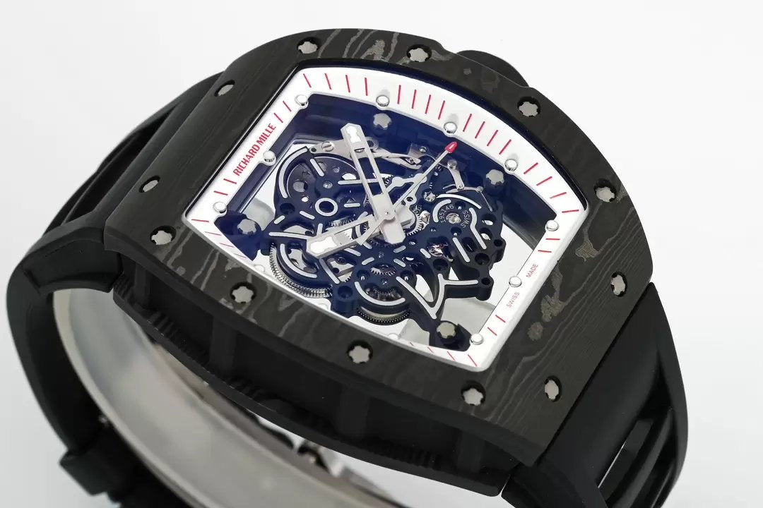 RICHARD MILLE RM055 RM-055 ZF 2024 1:1 Meilleure édition Boîtier en fibre de carbone Caoutchouc noir