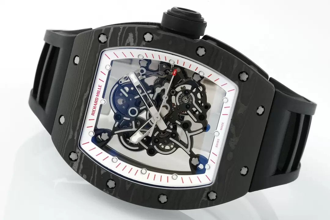 RICHARD MILLE RM055 RM-055 ZF 2024 1:1 Meilleure édition Boîtier en fibre de carbone Caoutchouc noir