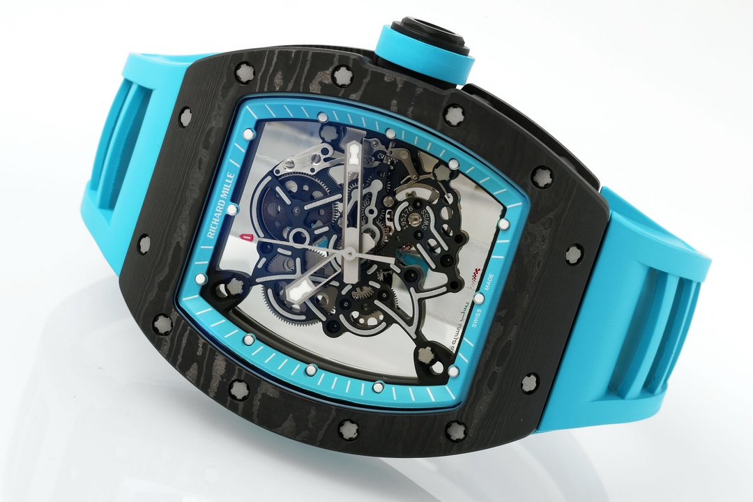 RICHARD MILLE RM055 RM-055 ZF 2024 1:1 Meilleure édition Boîtier en fibre de carbone Caoutchouc noir