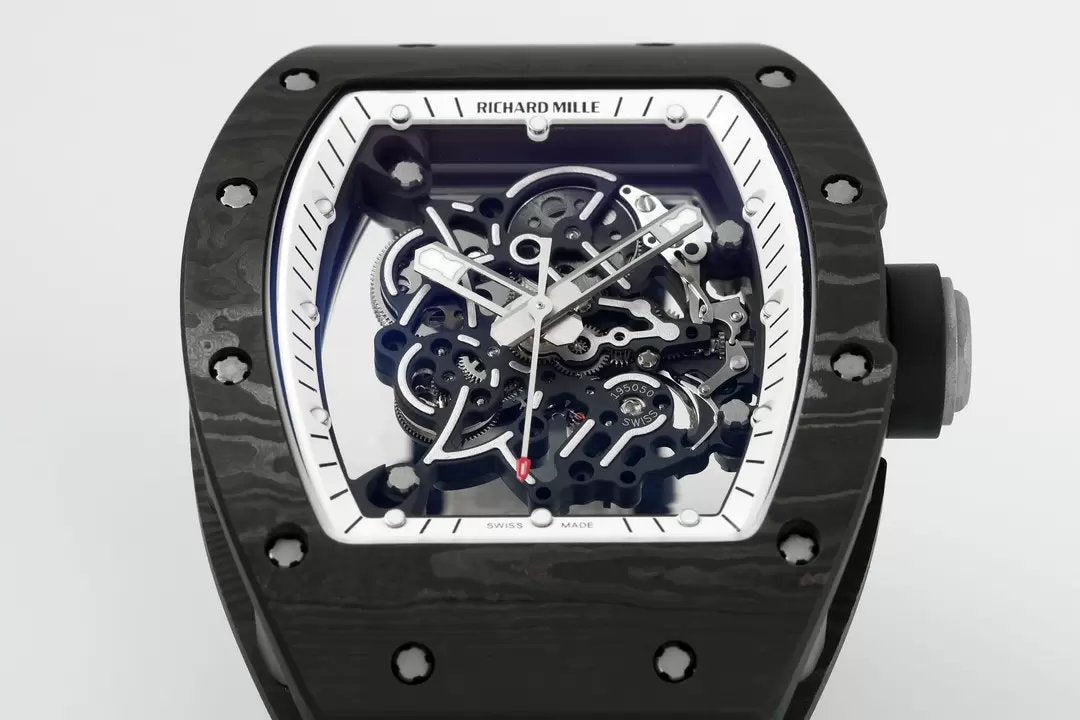 RICHARD MILLE RM055 RM-055 ZF 2024 1:1 Meilleure édition Boîtier en fibre de carbone Caoutchouc noir