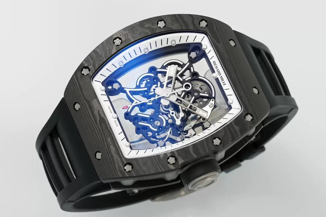 RICHARD MILLE RM055 RM-055 ZF 2024 1:1 Meilleure édition Boîtier en fibre de carbone Caoutchouc noir