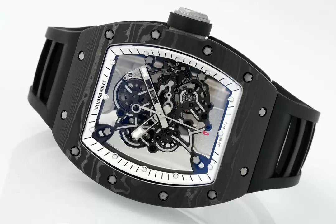 RICHARD MILLE RM055 RM-055 ZF 2024 1:1 Meilleure édition Boîtier en fibre de carbone Caoutchouc noir