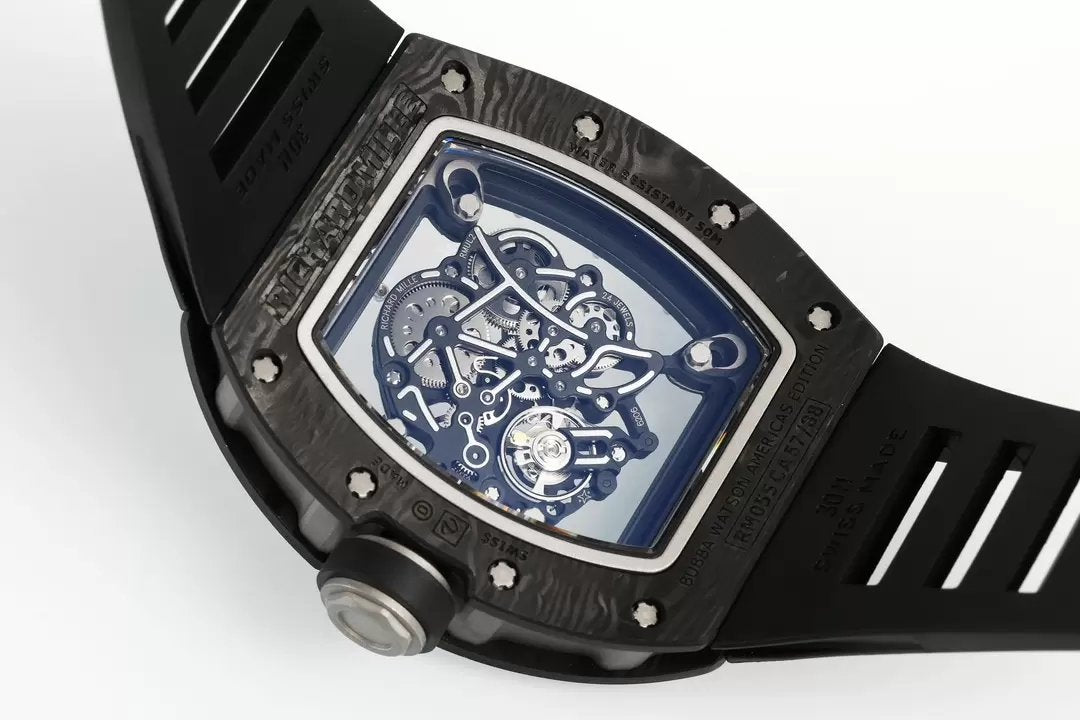 RICHARD MILLE RM055 RM-055 ZF 2024 1:1 Meilleure édition Boîtier en fibre de carbone Caoutchouc noir