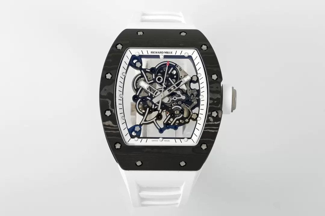 RICHARD MILLE RM055 RM-055 ZF 2024 1:1 Meilleure édition Boîtier en fibre de carbone Caoutchouc noir