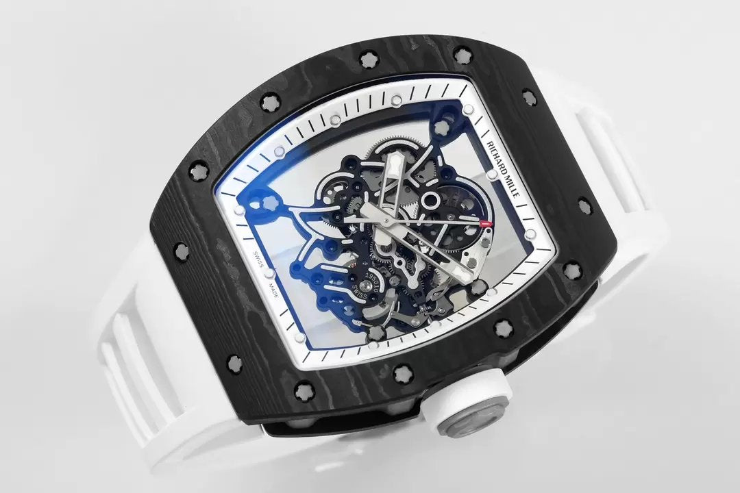 RICHARD MILLE RM055 RM-055 ZF 2024 1:1 Meilleure édition Boîtier en fibre de carbone Caoutchouc noir