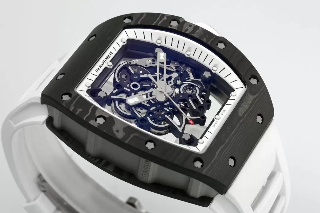 RICHARD MILLE RM055 RM-055 ZF 2024 1:1 Meilleure édition Boîtier en fibre de carbone Caoutchouc noir