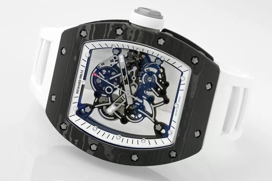 RICHARD MILLE RM055 RM-055 ZF 2024 1:1 Meilleure édition Boîtier en fibre de carbone Caoutchouc noir