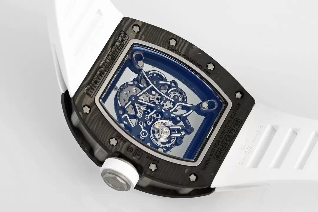 RICHARD MILLE RM055 RM-055 ZF 2024 1:1 Meilleure édition Boîtier en fibre de carbone Caoutchouc noir