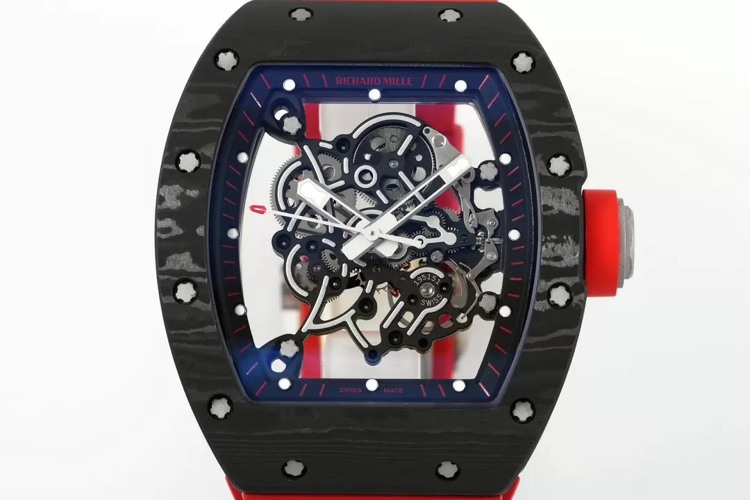 RICHARD MILLE  RM055  ZF 2024 1:1 Best Edition Carbon Fiber Case Red Strap