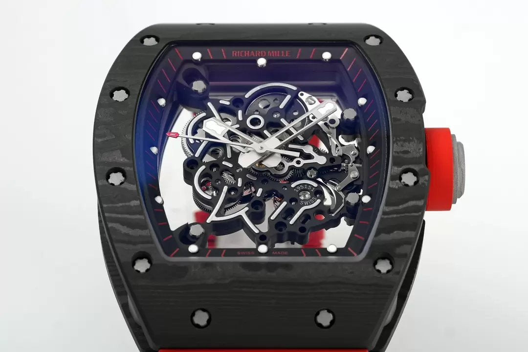 RICHARD MILLE  RM055  ZF 2024 1:1 Best Edition Carbon Fiber Case Red Strap