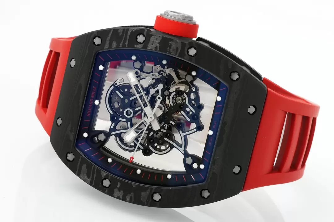 RICHARD MILLE  RM055  ZF 2024 1:1 Best Edition Carbon Fiber Case Red Strap