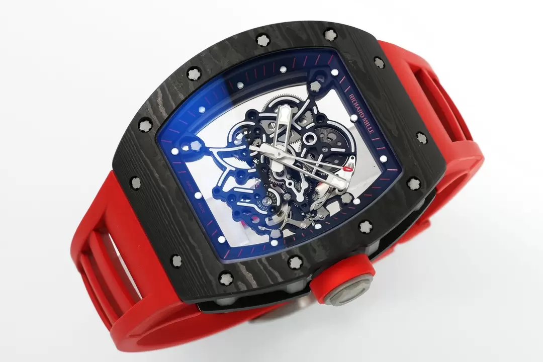 RICHARD MILLE  RM055  ZF 2024 1:1 Best Edition Carbon Fiber Case Red Strap