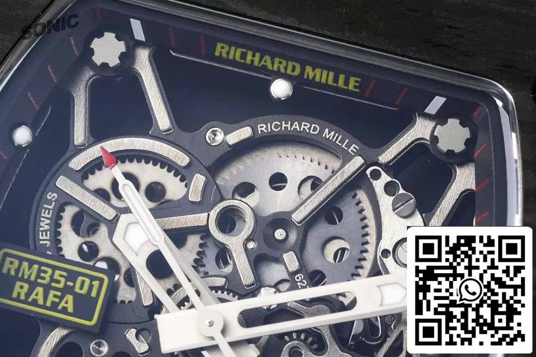 Richard Mille RM35-01 Sonic Factory 1:1 Best Edition Black Carbon NTPT Black Rubber Strap