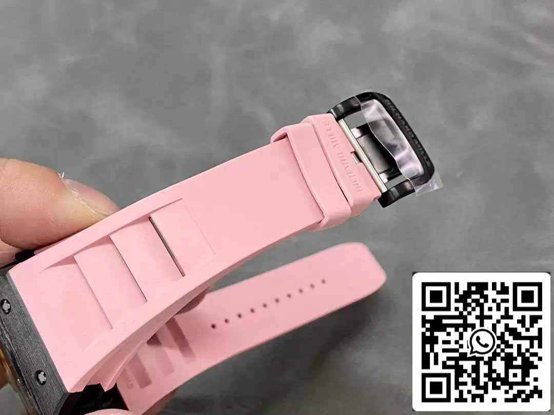 Richard Mille RM035-02 T+ Factory 1:1 Best Edition Carbon Fiber Case Pink Rubber Strap