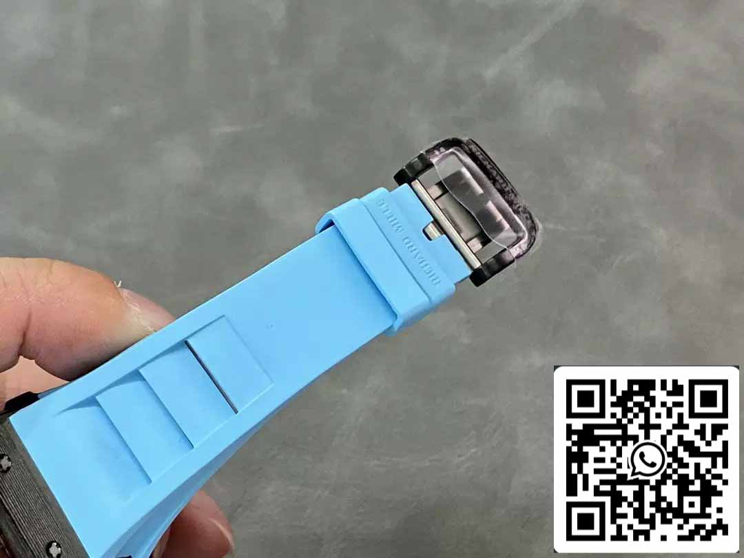 Richard Mille RM035-02 T+ Factory 1:1 Best Edition Carbon Fiber Case Blue Rubber Strap