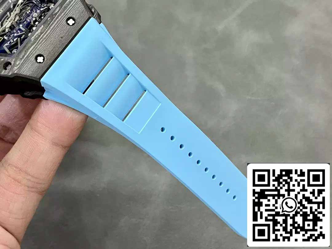 Richard Mille RM035-02 T+ Factory 1:1 Best Edition Carbon Fiber Case Blue Rubber Strap