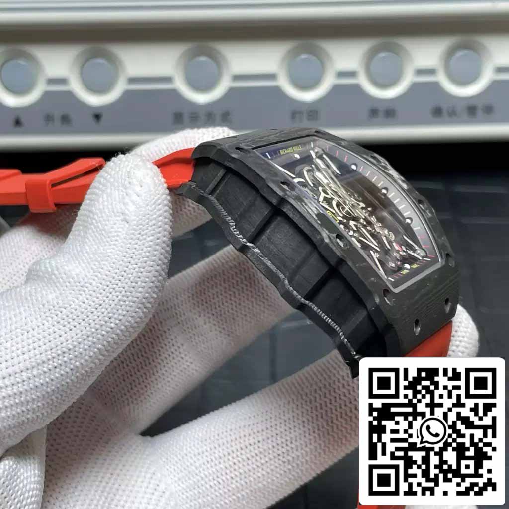 Richard Mille RM035-02 T+ Factory 1:1 Best Edition Carbon Fiber Case Red Rubber Strap