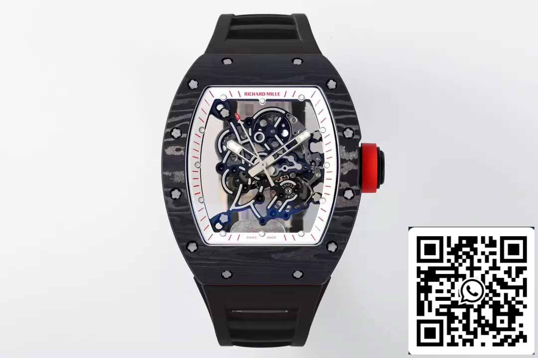 RICHARD MILLE RM055 RM-055 ZF 2024 1:1 Meilleure édition Boîtier en fibre de carbone Caoutchouc noir