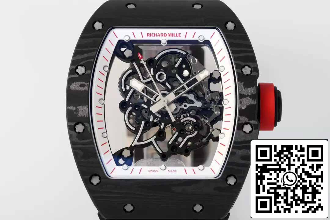 RICHARD MILLE RM055 RM-055 ZF 2024 1:1 Meilleure édition Boîtier en fibre de carbone Caoutchouc noir