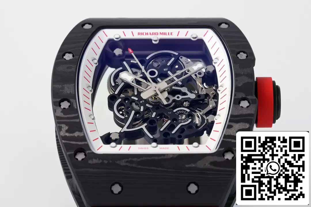 RICHARD MILLE RM055 RM-055 ZF 2024 1:1 Meilleure édition Boîtier en fibre de carbone Caoutchouc noir