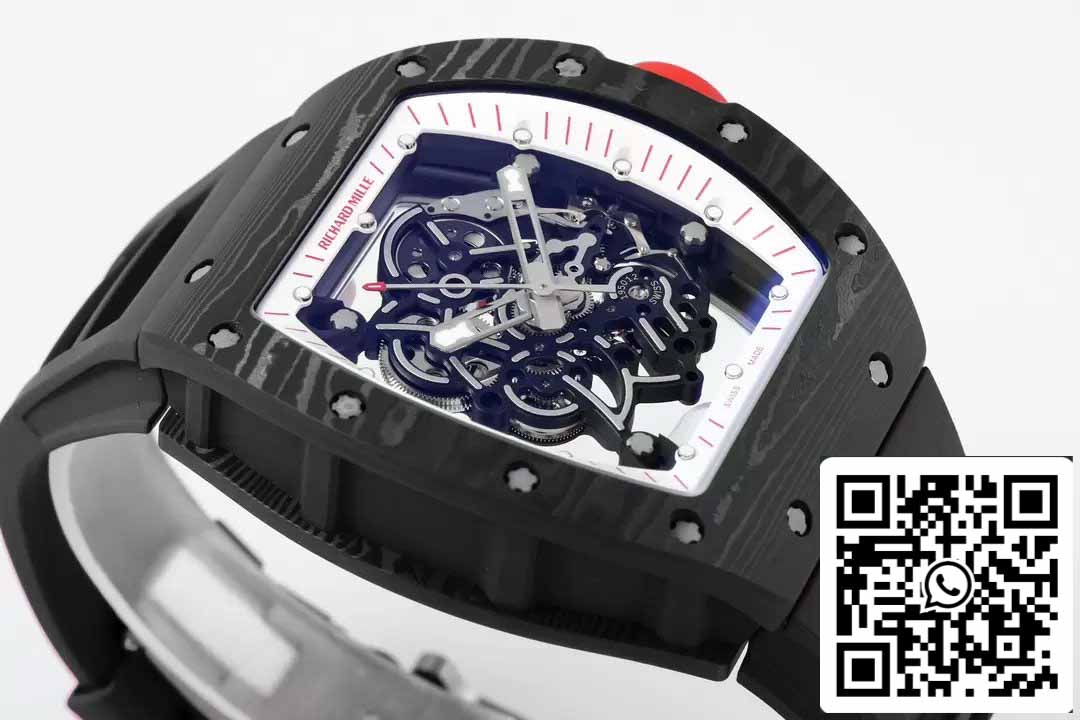 RICHARD MILLE RM055 RM-055 ZF 2024 1:1 Meilleure édition Boîtier en fibre de carbone Caoutchouc noir