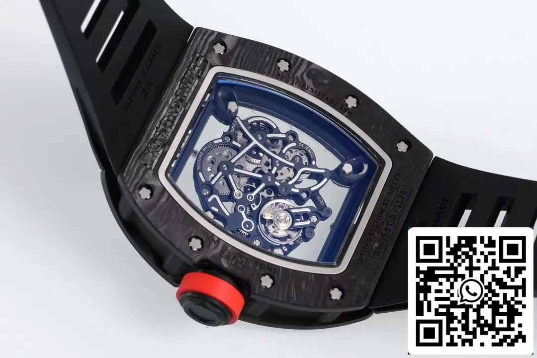 RICHARD MILLE RM055 RM-055 ZF 2024 1:1 Meilleure édition Boîtier en fibre de carbone Caoutchouc noir