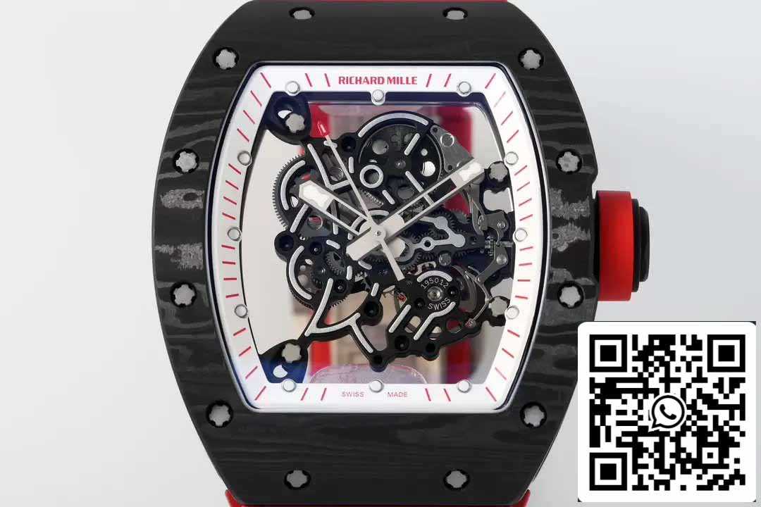 RICHARD MILLE RM055 RM-055 ZF 2024 1:1 Meilleure édition Boîtier en fibre de carbone Caoutchouc noir