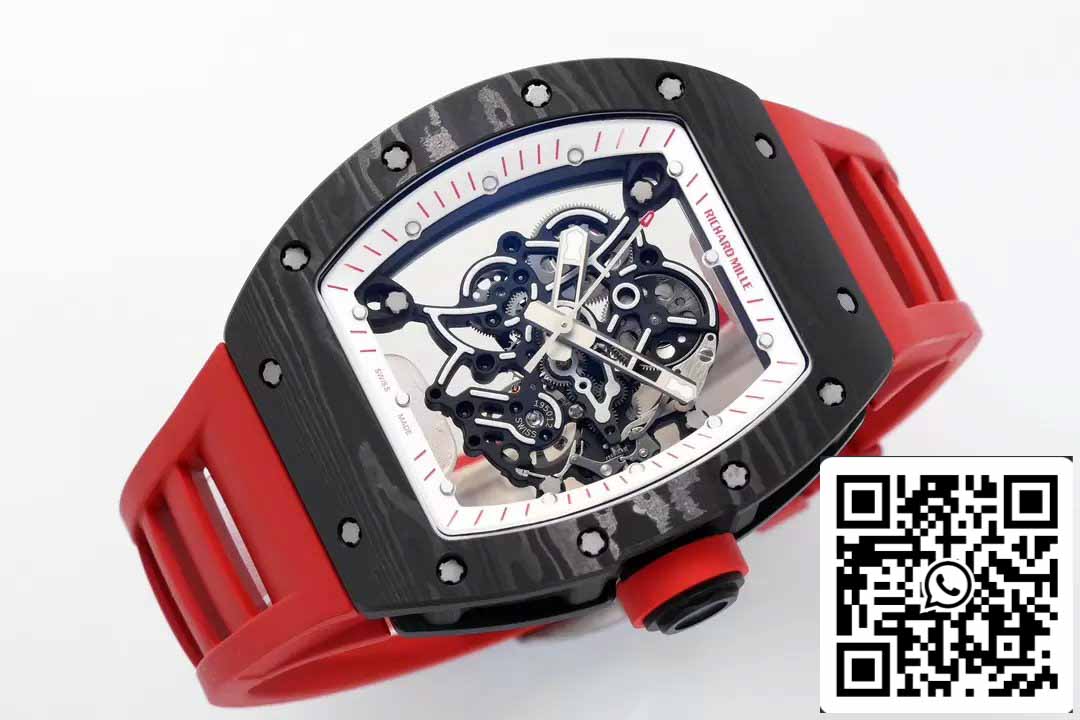 RICHARD MILLE RM055 RM-055 ZF 2024 1:1 Meilleure édition Boîtier en fibre de carbone Caoutchouc noir