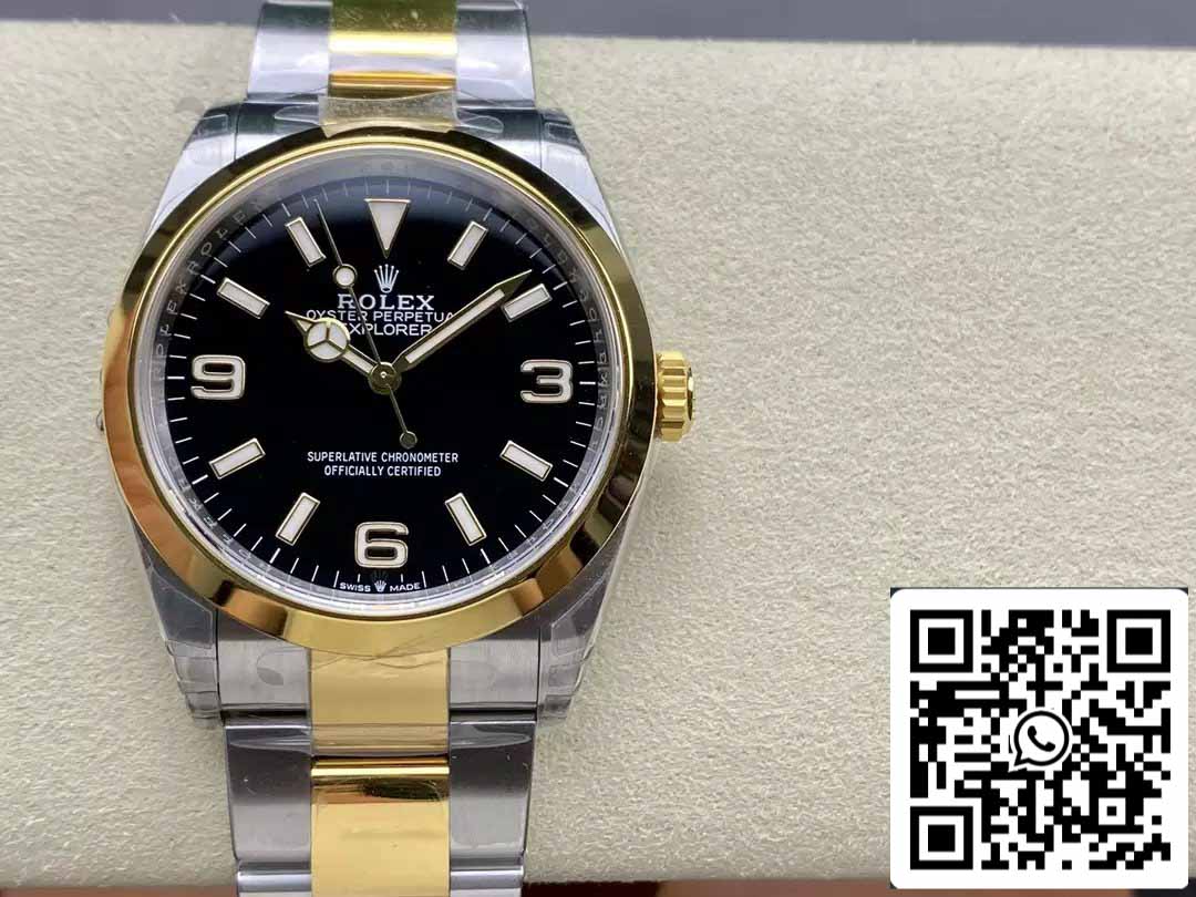 Rolex Explorer M124273-0001 36MM 1:1 Meilleure édition VS Factory Cadran noir Acier et or