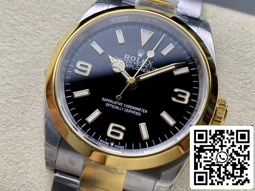 Rolex Explorer M124273-0001 36MM 1:1 Meilleure édition VS Factory Cadran noir Acier et or