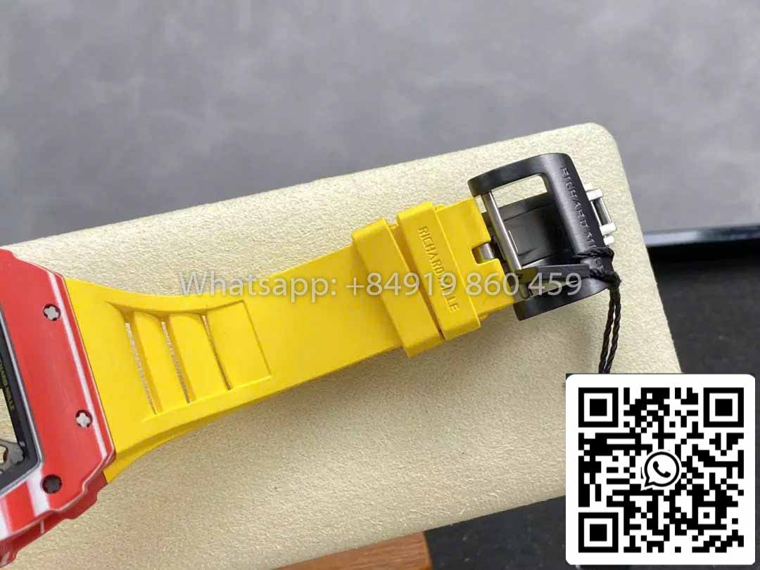 Richard Mille RM035-02 1:1 Best Clone R7 Factory Red Carbon Case Yellow Strap