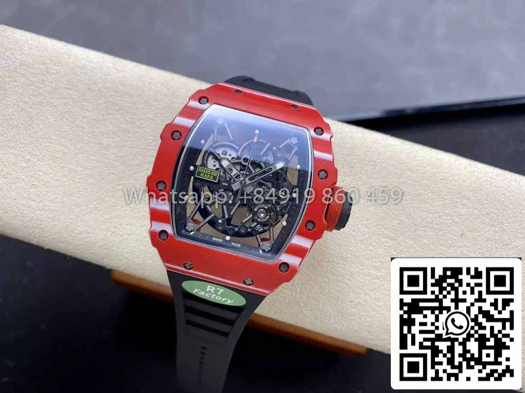 Richard Mille RM035-02 1:1 Meilleur clone R7 Factory Boîtier en carbone rouge Bracelet noir