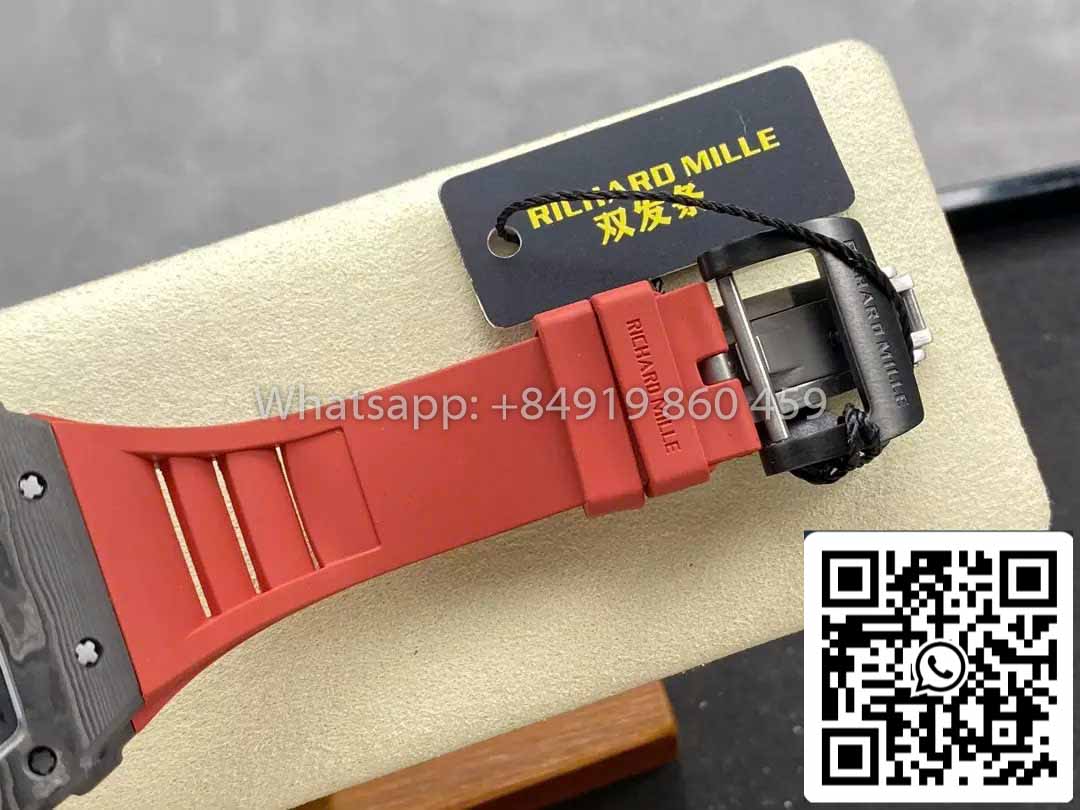 Richard Mille RM035-02 1:1 Meilleur clone R7 Factory NTPT Boîtier en carbone Bracelet rouge