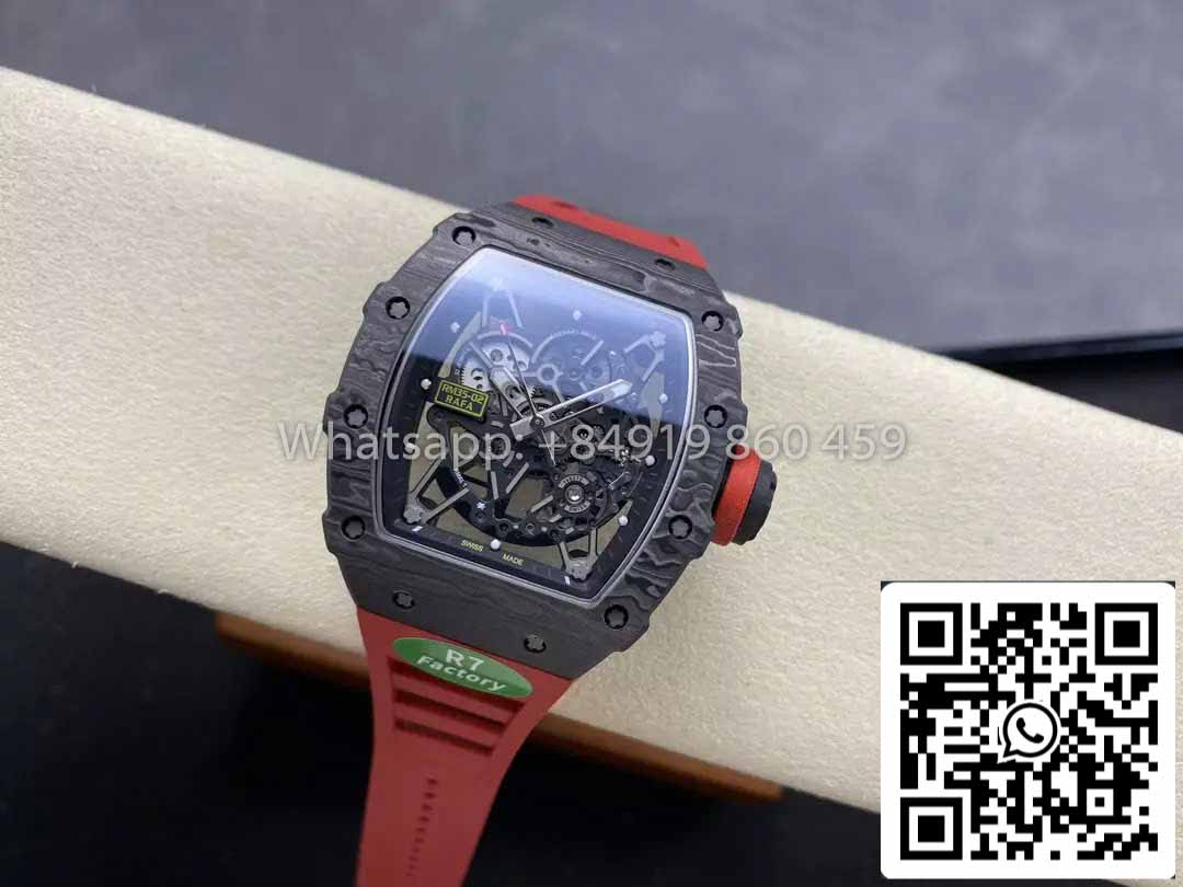 Richard Mille RM035-02 1:1 Meilleur clone R7 Factory NTPT Boîtier en carbone Bracelet rouge