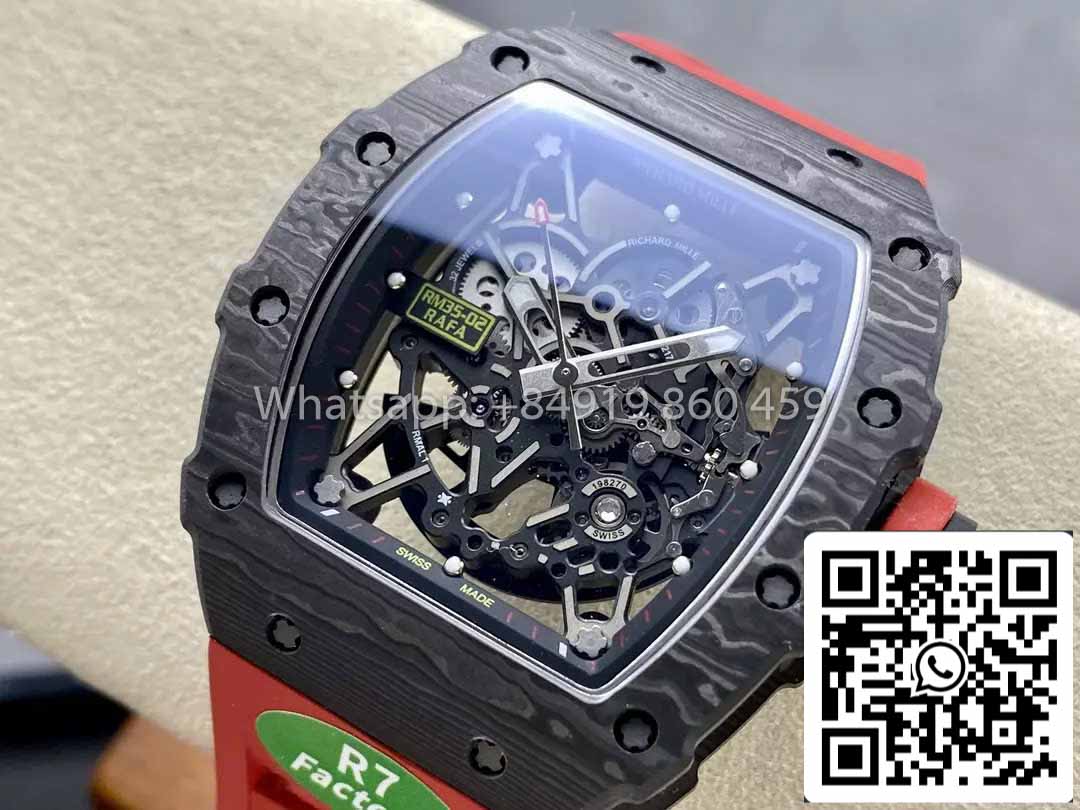 Richard Mille RM035-02 1:1 Meilleur clone R7 Factory NTPT Boîtier en carbone Bracelet rouge