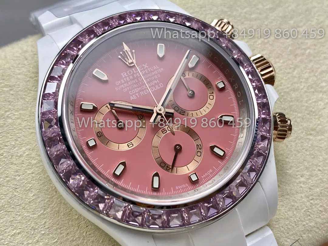 AET REMOULD Ceramic Rolex Daytona "ACherry Blossom Pink" Bezel Stone 1:1 Best Clone Edition