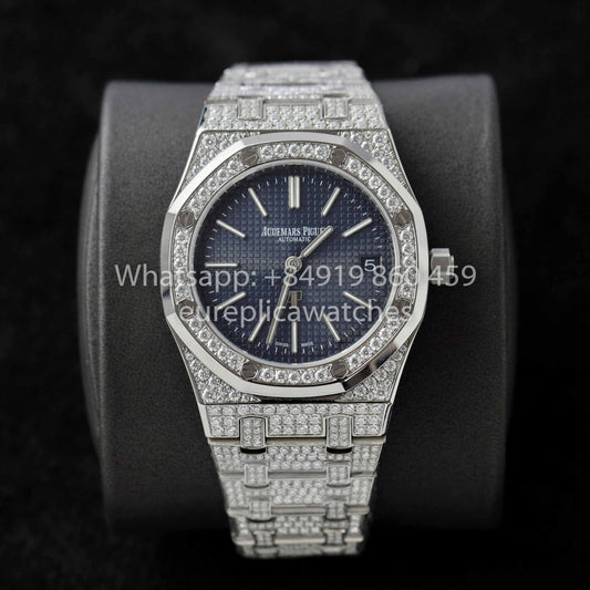 Audemars Piguet Royal Oak 15202ST.OO.1240ST.01 Custom Moissanite Diamonds 1:1 Best Clone