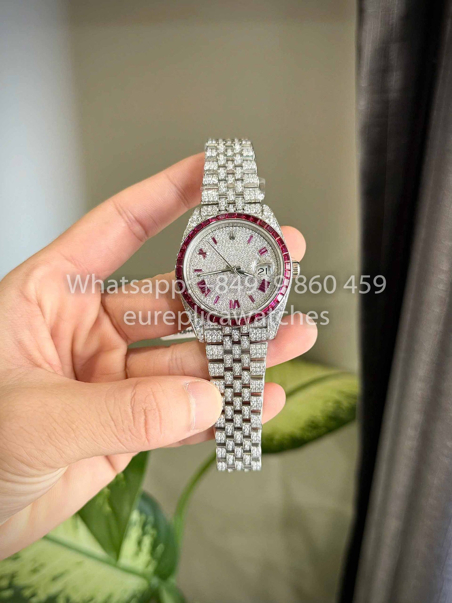 Rolex Datejust 41 - 126300 Iced Out Custom Moissanite and Ruby Saphire stone 1:1 Best Clone