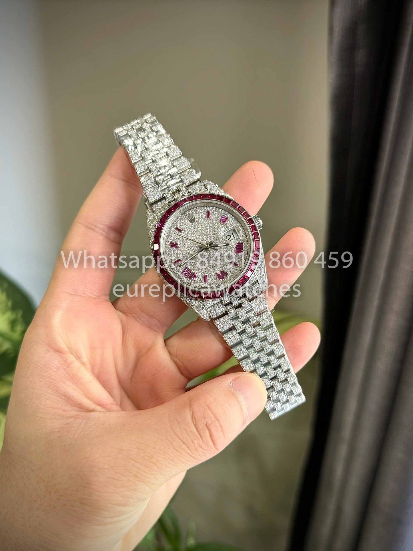 Rolex Datejust 41 - 126300 Iced Out Custom Moissanite and Ruby Saphire stone 1:1 Best Clone