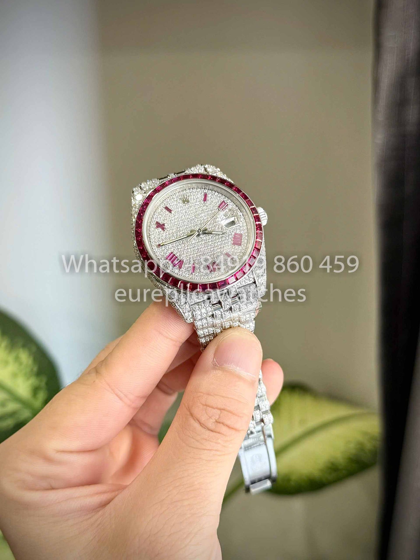 Rolex Datejust 41 - 126300 Iced Out Custom Moissanite and Ruby Saphire stone 1:1 Best Clone